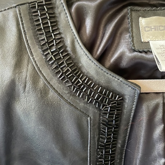 Chicos Beaded Leather Jacket - Picture 3 of 5
